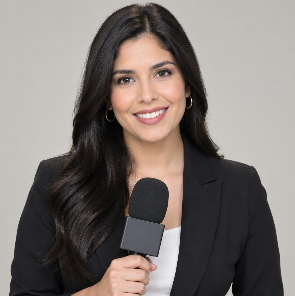 Portrait of a young woman with long hair smiling